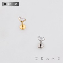 HEART-SHAPED CZ THREADLESS PUSH IN ASTM F136 IMPLANT GRADE TITANIUM LABRET SET